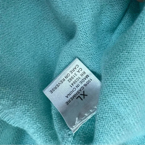 Kier + J Cashmere Sweater Aqua Blue Size XL - Picture 5 of 5
